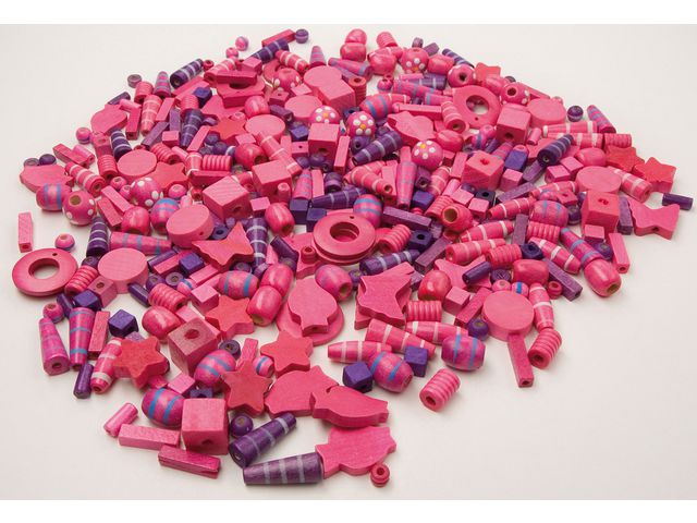 PLAYBOX Träpärlor rosa och lila 600/fp | Skola och förskola - Hobbymaterial - Pärlor | Kontorsexperten