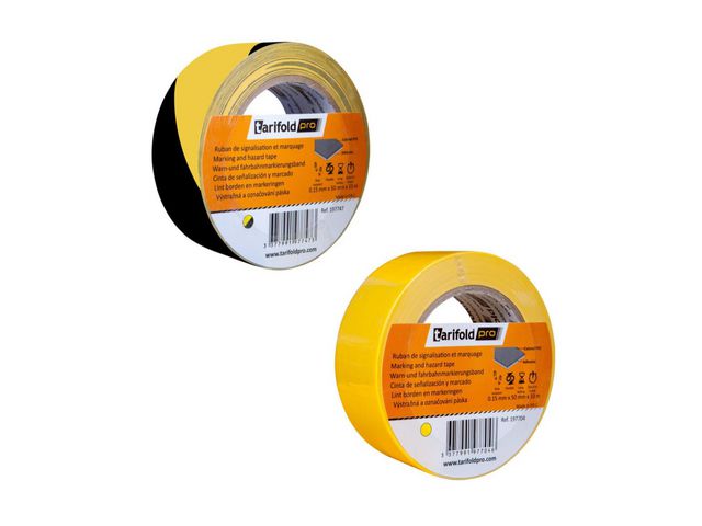 TARIFOLD Markeringstejp 50mmx33m gul/svart | Skyddsutrustning - Säkerhetsmärkning och skyltar - Tejper och symboler | Kontorsexperten
