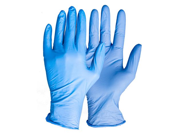 Nitrilhandske puderfri blå M 100/fp | Skyddsutrustning - Engångshandskar - Nitrilhandskar | Kontorsexperten