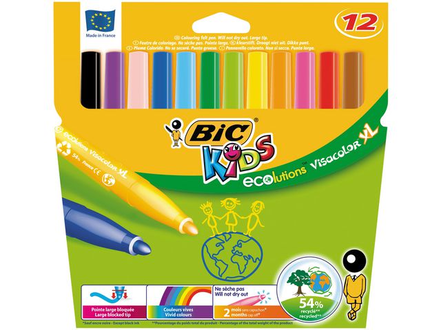 BIC® Fiberpenna Ecolutions Visacolor XL 12/fp | Skola och förskola - Pennor och tillbehör - Fiberpennor - Standard | Kontorsexperten