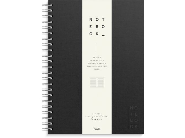 Burde Anteckningsblock A4 textil linjerad svart | Kontorsmaterial - Block och anteckningsböcker - Anteckningsblock | Kontorsexperten