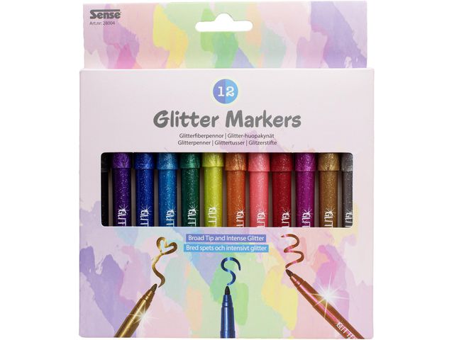 Sense Fiberpennor Glitter 12/fp | Skola och förskola - Pennor och tillbehör - Fiberpennor - Special | Kontorsexperten