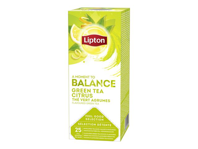 LIPTON Te grönt, citrus, 25 inslagna påsar 25/fp | Kök och servering - Kaffe och te - Te | Kontorsexperten