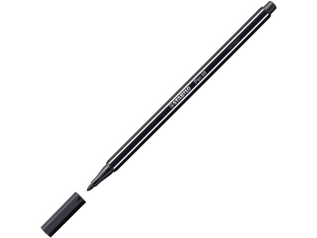 STABILO Fiberspetspenna, Pen 68, mediumspets, svart polypropylenpennkropp, svart bläck | Kontorsmaterial - Pennor - Finelinerpennor | Kontorsexperten