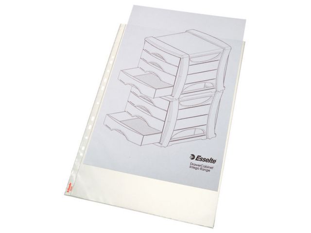 Esselte Plastficka, A3, stansad, 80 mikrometer, polypropylen, jämn, 11 hål, genomskinlig 50/fp | Kontorsmaterial - Mappar och plastfickor - Plastfickor - Öppen överkant | Kontorsexperten