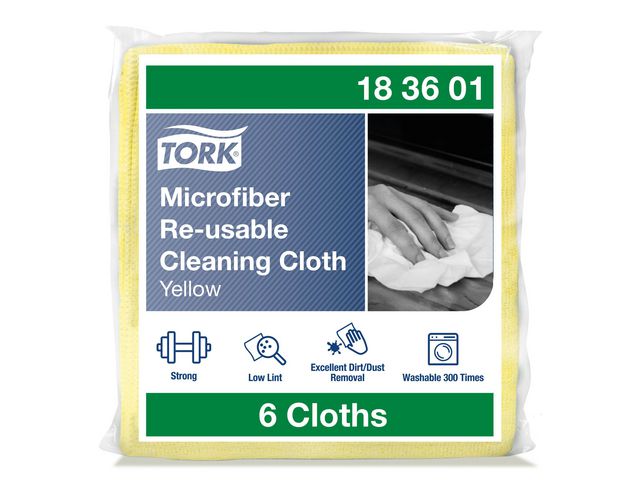 Tork Rengöringsduk mikrofiber gul 6/fp | Städ och hygien - Städdukar och diskdukar - Städdukar - Mikro | Kontorsexperten