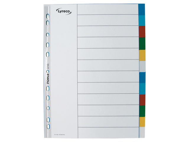 Lyreco Plastregister 12-flik PP A4 flerfärgad | Kontorsmaterial - Pärmar och register - Plastregister - Otryckta | Kontorsexperten