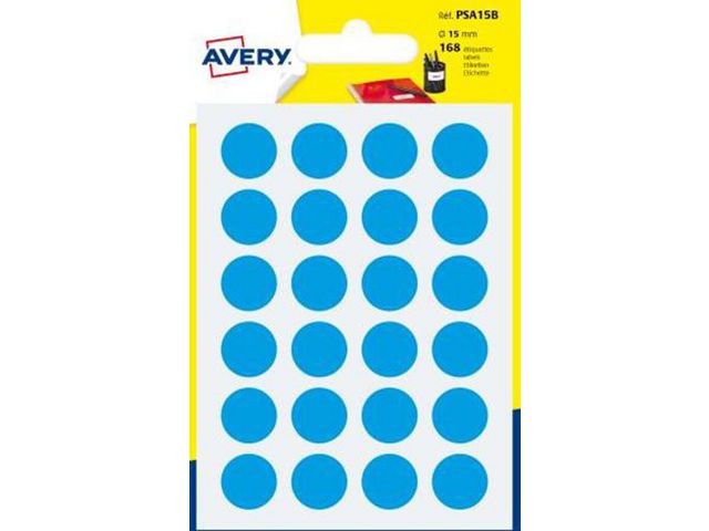 AVERY Etikett 15mm blå 168/fp | Emballage och lagerutrustning - Etiketter och godsmärkning - Märk- och färgsignalsetiketter | Kontorsexperten