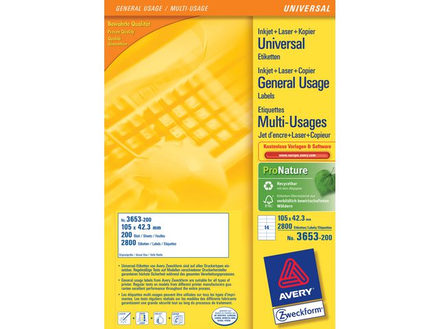 AVERY Etikett 105x423mm 3080/fp | Emballage och lagerutrustning - Etiketter och godsmärkning - Multifunktionsetiketter | Kontorsexperten