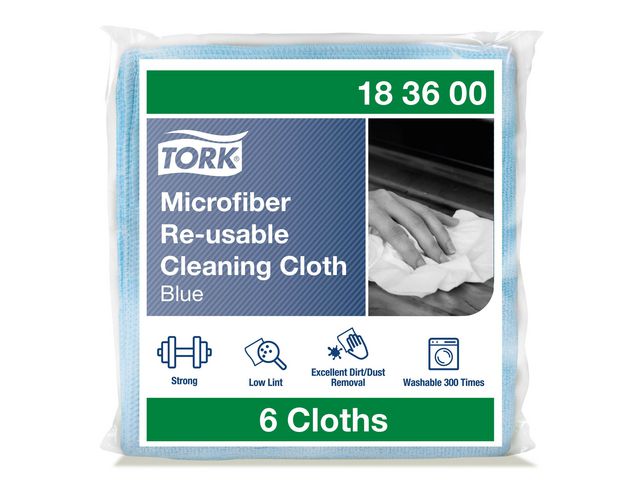 Tork Rengöringsduk mikrofiber blå 6/fp | Städ och hygien - Städdukar och diskdukar - Städdukar - Mikro | Kontorsexperten