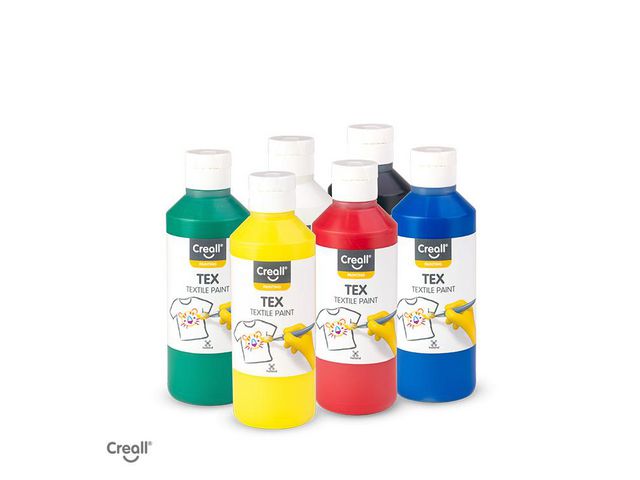Creall Textilfärg 250 ml x 6 färger | Skola och förskola - Målarfärg och tillbehör - Textilfärg | Kontorsexperten