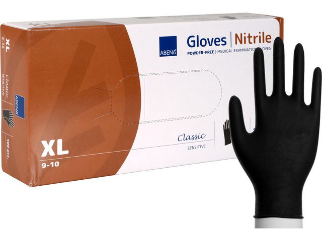 ABENA Nitrilhandske puderfri svart XL 100/fp | Skyddsutrustning - Engångshandskar - Nitrilhandskar | Kontorsexperten