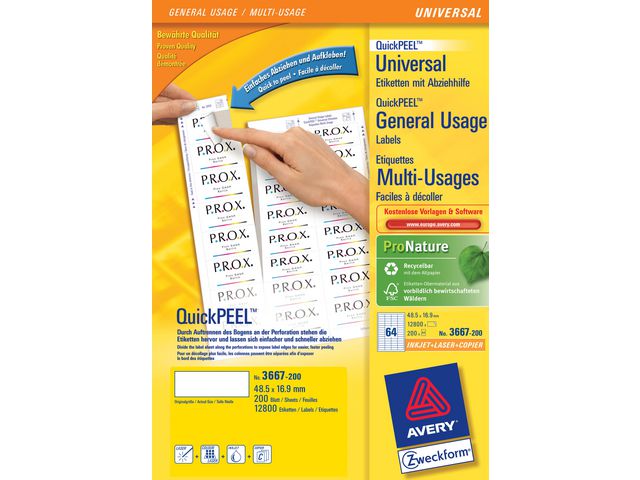 AVERY Etikett 48,5x16,9mm 14080/fp | Emballage och lagerutrustning - Etiketter och godsmärkning - Multifunktionsetiketter | Kontorsexperten
