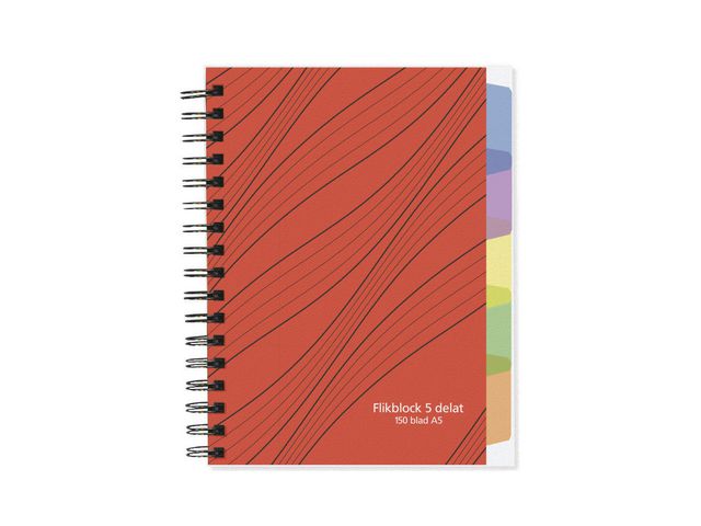 Ant.block A5 70g 150 blad med 5 avdelare | Kontorsmaterial - Block och anteckningsböcker - Anteckningsblock | Kontorsexperten
