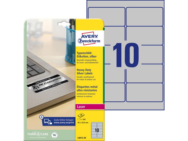 AVERY Etiket Heavy duty Lab SI 96x508mm 200/fp | Emballage och lagerutrustning - Etiketter och godsmärkning - Vattenfasta etiketter | Kontorsexperten