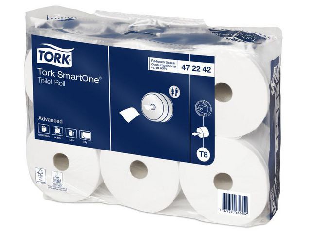 Tork Toalettpapper SmartOne T8 2-lagers vit 6/fp | Städ och hygien - Toalettpapper och torkpapper - Toalettpapper - rulle | Kontorsexperten