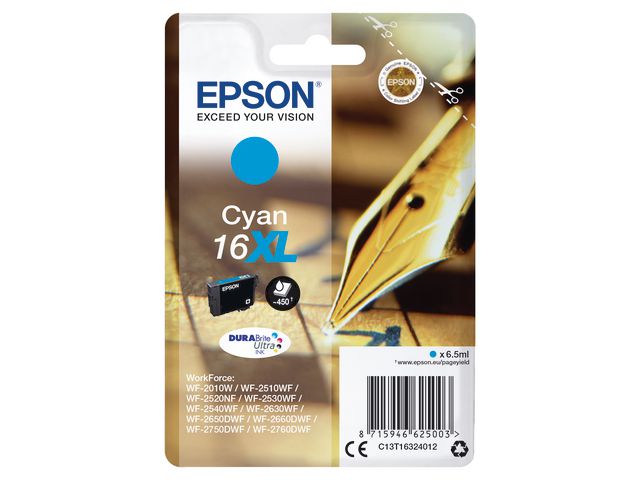 Epson Bläckpatron C13T16324012 Cyan | Toner och bläck - Bläckpatroner - Bläckpatroner Epson | Kontorsexperten