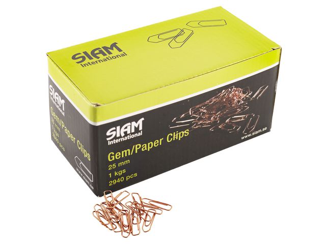 Gem SIAM, kopparbelagda, tåliga och hållbara, 25mm, koppar | Kontorsmaterial - Till skrivbordet - Gem | Kontorsexperten