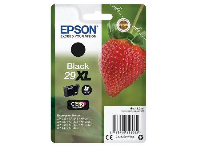 Epson Bläckpatron 29XL, C13T29914012, Strawberry, Claria Home-bläck, svart, singelförpackning, hög kapacitet | Toner och bläck - Bläckpatroner - Bläckpatroner Epson | Kontorsexperten