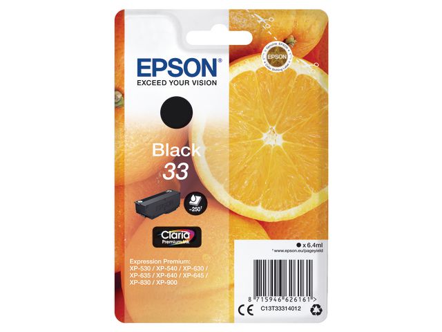 Epson Bläckpatron 33, C13T33314012, Orange, Claria Premium, svart, singelförpackning | Toner och bläck - Bläckpatroner - Bläckpatroner Epson | Kontorsexperten