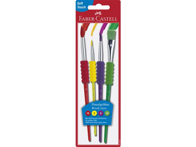 Faber-Castell Penselset Soft Grip 4 Storlekar 4/set | Skola och förskola - Målarfärg och tillbehör - Penslar | Kontorsexperten