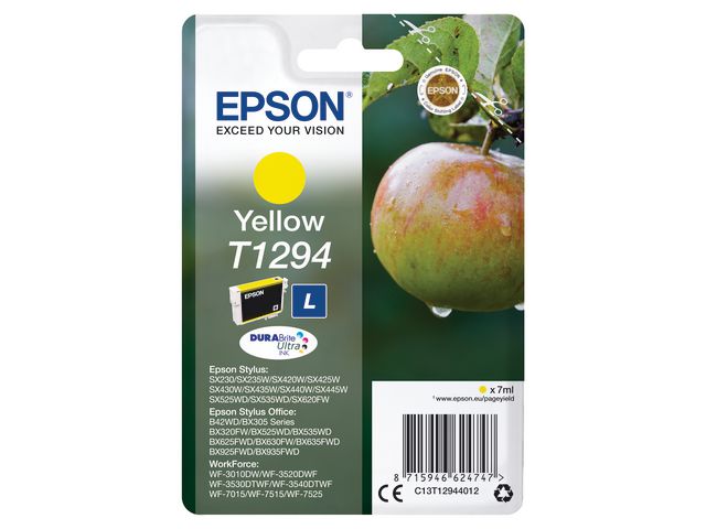 Epson Bläckpatron C13T12944011 Gul | Toner och bläck - Bläckpatroner - Bläckpatroner Epson | Kontorsexperten