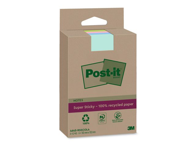 POST-IT Notes POST-IT SS rec linjerad 102x152mm sort 4/fp | Kontorsmaterial - Notes och Post-It - Notes - Extra sticky | Kontorsexperten