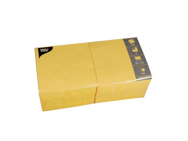 PAPSTAR Servett 3-lagers, ¼-vikt, 33 cm, gul 250/fp | Kök och servering - Servetter och dukar - Servett - 3-lagers | Kontorsexperten