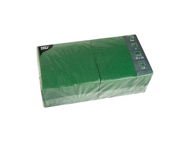 PAPSTAR Servett 3-lagers, ¼-vikt, 33 cm, mörkgrön 250/fp | Kök och servering - Servetter och dukar - Servett - 3-lagers | Kontorsexperten
