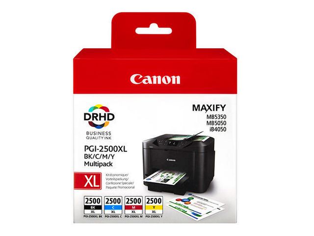 Canon Bläckpatron PGI-2500XL, svart, cyan, magenta, gul, multiförpackning | Toner och bläck - Bläckpatroner - Bläckpatroner Canon | Kontorsexperten