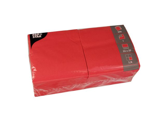 PAPSTAR Servett 1-lags 33x33cm röd 500/fp | Kök och servering - Servetter och dukar - Servett - 1-lagers | Kontorsexperten
