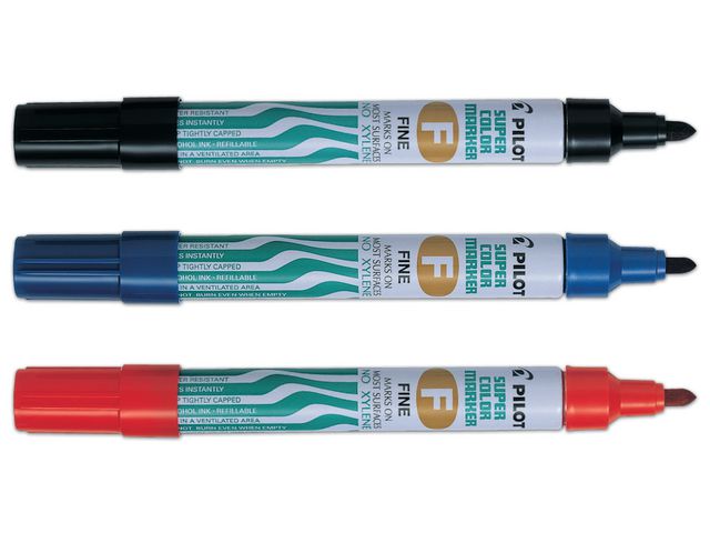 PILOT Märkpenna Super Color Marker permanent, fine, blå | Kontorsmaterial - Pennor - Märkpennor - Rund spets | Kontorsexperten