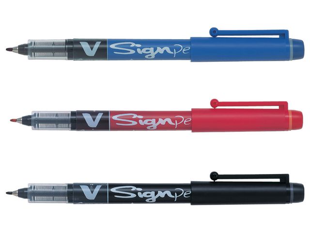 PILOT Fineliner, V-Pen, mediumspets, 2 mm spets, röd pennkropp, rött bläck | Kontorsmaterial - Pennor - Finelinerpennor | Kontorsexperten