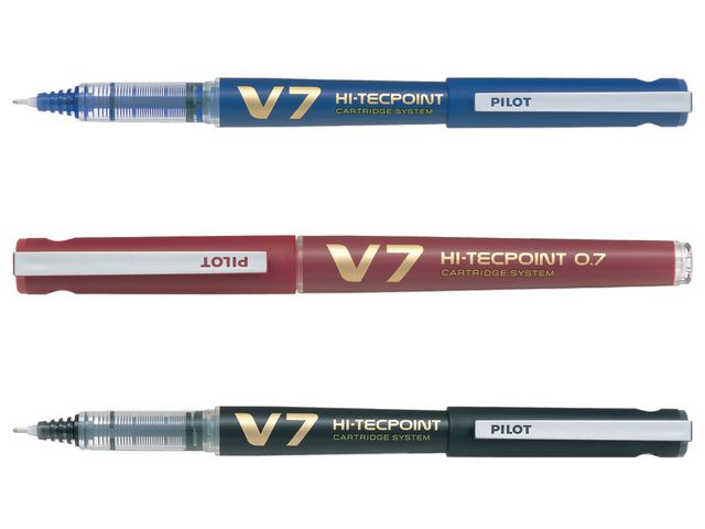 Pilot Begreen Bläckkulpenna, Begreen Hi-Tecpoint V7 rollerballpenna med stift, tunn spets på 0,7 mm, blå | Kontorsmaterial - Pennor - Bläckkulpennor | Kontorsexperten