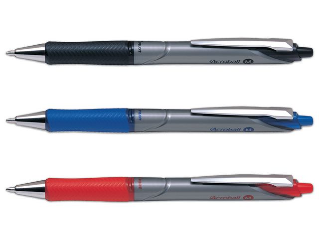 PILOT Kulspetspenna Acroball, med klickmekanism, mediumspets, svart plastpennkropp med greppzon, svart bläck | Kontorsmaterial - Pennor - Kulpennor | Kontorsexperten