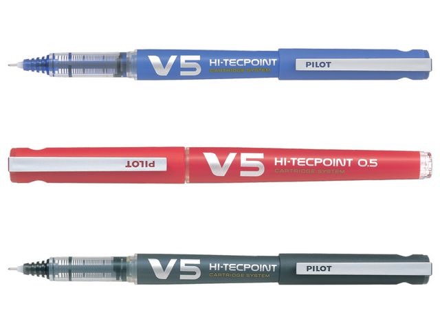 Pilot Begreen Bläckkulpenna, Begreen Hi-Tecpoint V5 rollerballpenna med stift, extra tunn spets på 0,5 mm, svart | Kontorsmaterial - Pennor - Bläckkulpennor | Kontorsexperten