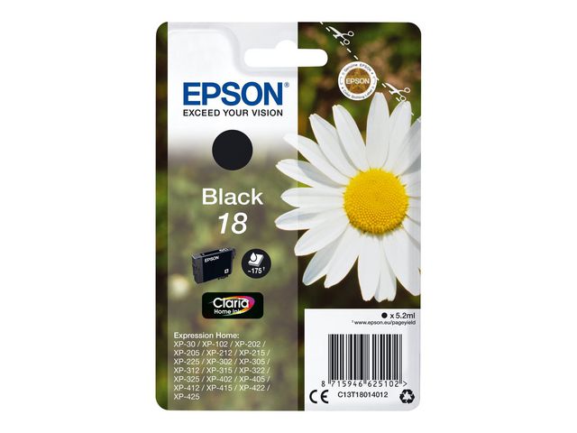 Epson Bläckpatron C13T18014012 Svart | Toner och bläck - Bläckpatroner - Bläckpatroner Epson | Kontorsexperten