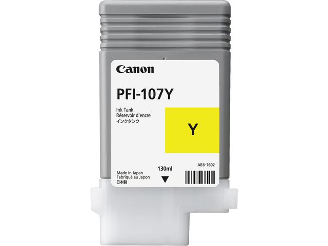Canon Bläckbehållare, PFI-107 Y, 6708B001, gul, singelförpackning | Toner och bläck - Bläckpatroner - Bläckpatroner Canon | Kontorsexperten