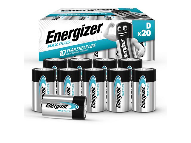Energizer Batteri Max Plus D 20/fp | Kontorsmaskiner - Batterier - D | Kontorsexperten