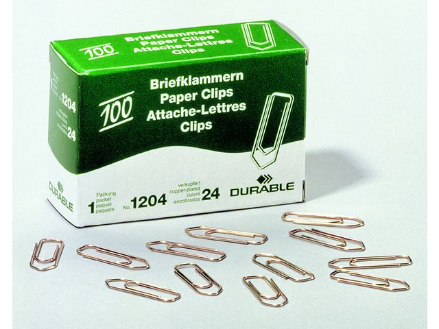 Produktfoto för Durable Pappersklämmor, 26 mm, kopparbeläggning