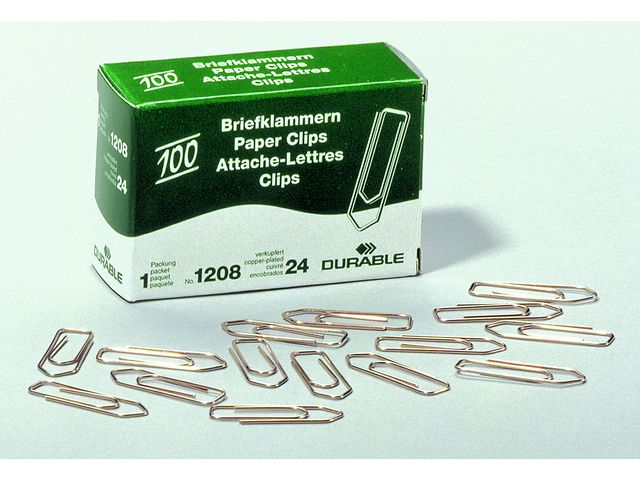 Produktfoto för Durable Pappersklämmor, 32 mm, kopparbeläggning