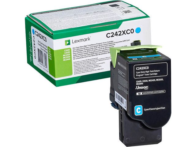 Lexmark Toner C242XC0 Cyan | Toner och bläck - Tonerkassetter - Toner Lexmark | Kontorsexperten