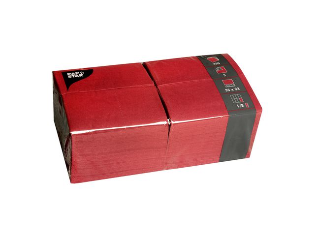 PAPSTAR Servett 3-lagers, ¼-vikt, 33 cm, bordeaux 250/fp | Kök och servering - Servetter och dukar - Servett - 3-lagers | Kontorsexperten