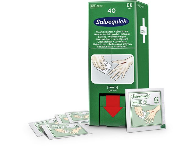 Salvequick Sårtvättare 40/fp | Skyddsutrustning - Första Hjälpen - Förband och Refill | Kontorsexperten