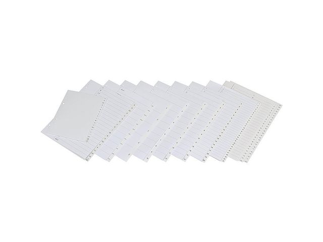 Plastregister A4, polypropylen, A–Ö-flikuppsättning, 297x225/240mm, vit | Kontorsmaterial - Pärmar och register - Plastregister - Tryckta | Kontorsexperten