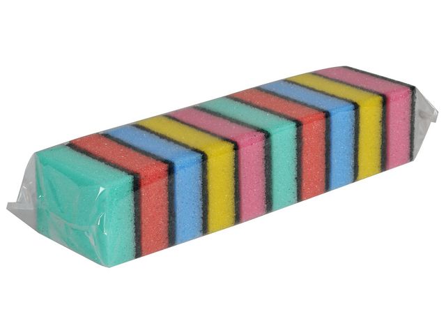 ABENA Rengöringssvamp flerfärgad 9x6cm 10/fp | Städ och hygien - Städredskap - Svampar och skurblock | Kontorsexperten