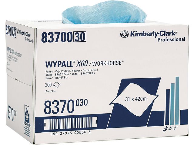 WYPALL X60 rengöringspappersservett, 1-lager, 200 ark, 317 mm, blå 200/fp | Städ och hygien - Toalettpapper och torkpapper - Industritork | Kontorsexperten