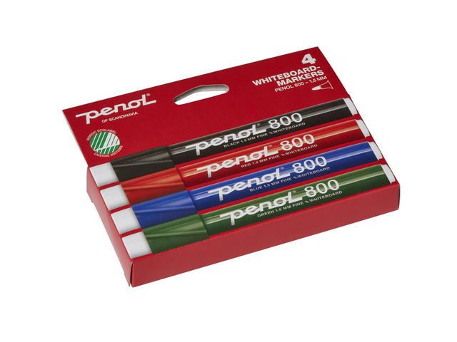 PENOL Whiteboardpenna 800 rund sorterade färger 4/fp | Kontorsmaterial - Pennor - Whiteboardpennor - Rund spets | Kontorsexperten