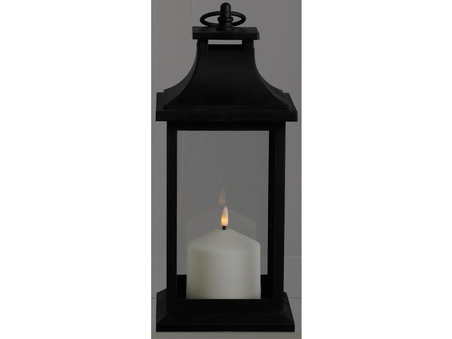 Ljuslykta m ledljus 30,5cm varmvit/svart