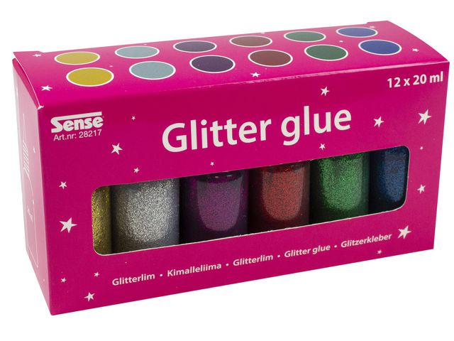 Sense Glitterlim 12/fp | Skola och förskola - Hobbymaterial - Paljetter, strössel och glitterlim | Kontorsexperten